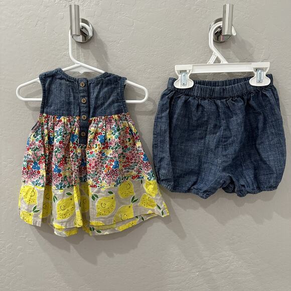 Next Floral Lemons Chambray Dress & Bloomers Outfit - Picture 7 of 12